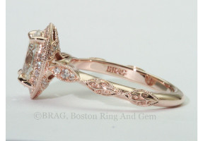 Rose gold vintage inspired Oval halo ring