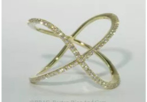 Gold and Diamond Crisscross Ring