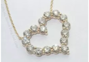 Gold & Diamond heart shaped Pendant Necklace