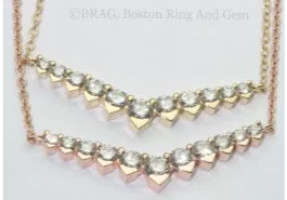 Diamond and gold V shaped Necklaces