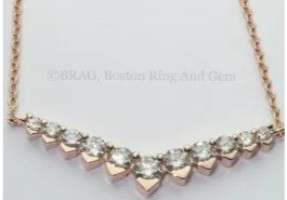 Diamond and 18k rose gold V shaped Necklaces
