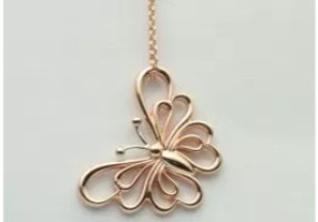 Rose and white gold Butterfly Pendant