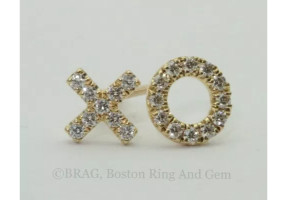 X O diamond and gold stud earrings